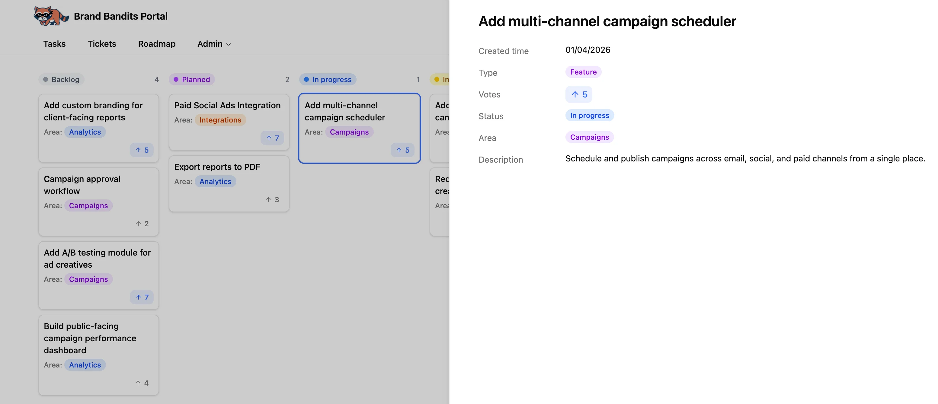 Your Notion roadmap, powered by SlapPortal, showing only what you are willing to share 